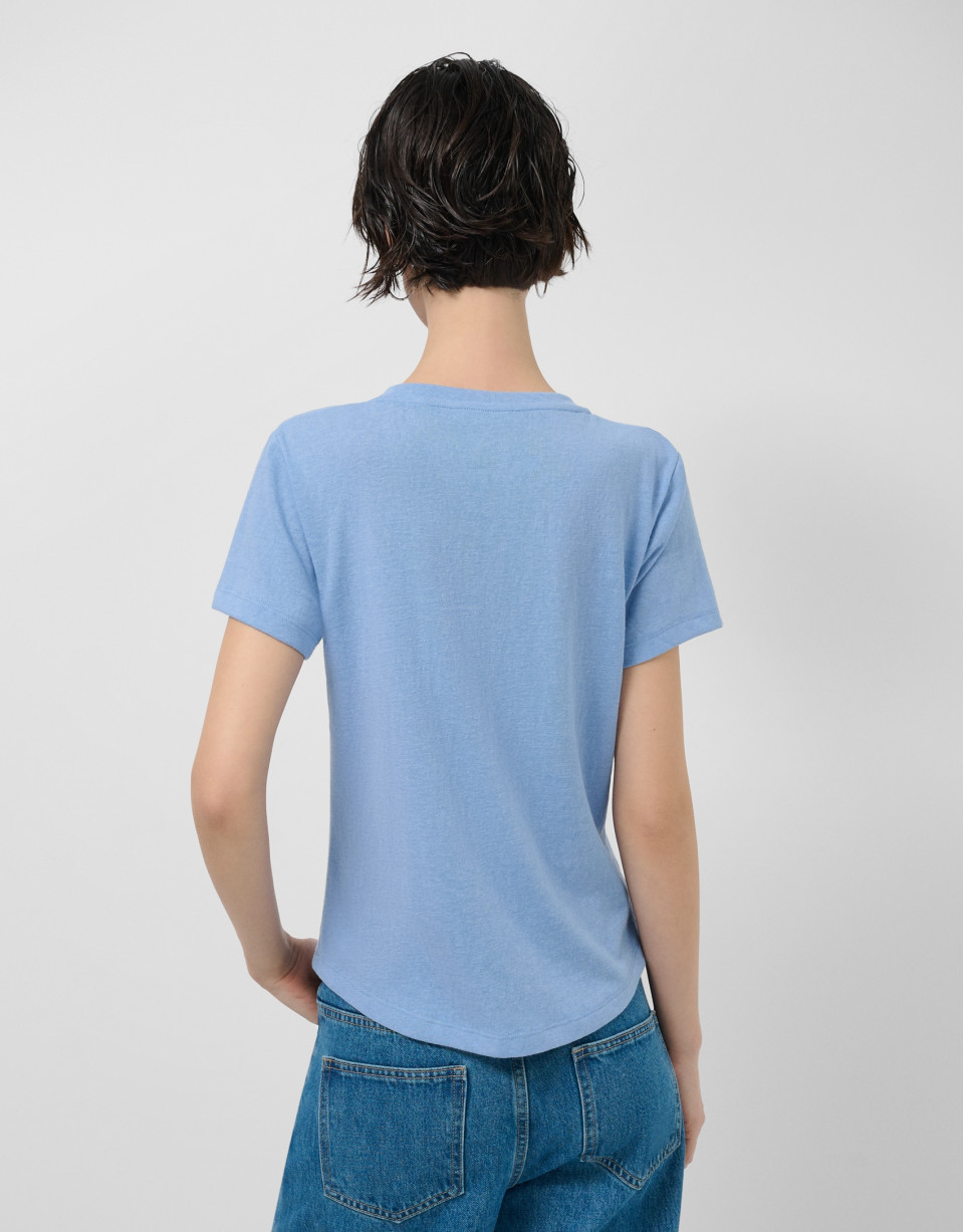 Lightweight blue cotton crew neck T-shirt | Roberto Verino