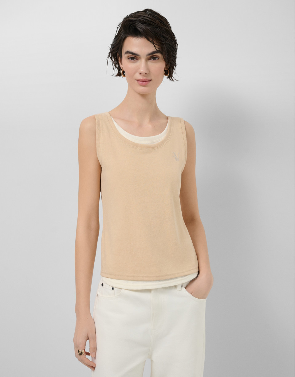 Tank top cámel y beige - Mujer - PV2026 | Roberto Verino