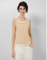Camel and beige tank top - Woman - SS2026 | Roberto Verino