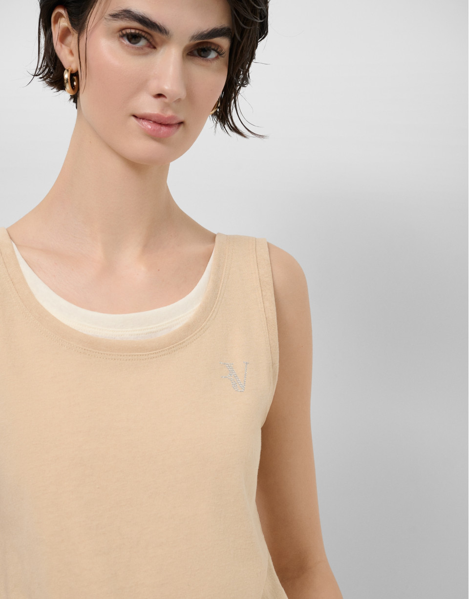 Tank top cámel y beige - Mujer - PV2026 | Roberto Verino