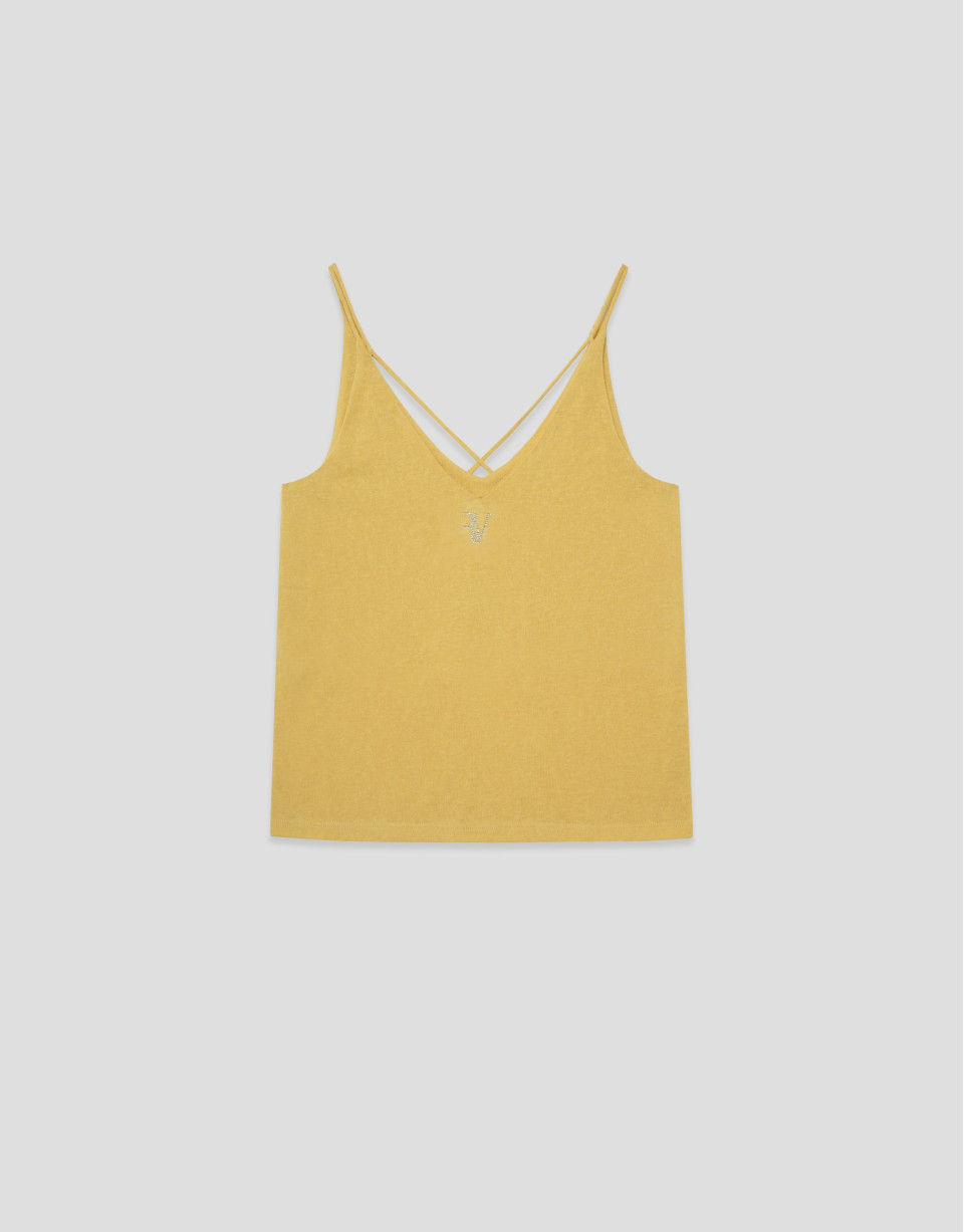 Camiseta tirante doble amarilla - Mujer | Roberto Verino