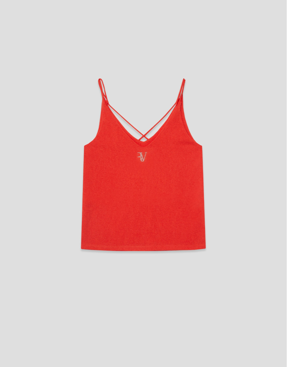 Camiseta tirante doble rojo coral - Mujer | Roberto Verino