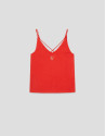 Camiseta tirante doble rojo coral - Mujer | Roberto Verino