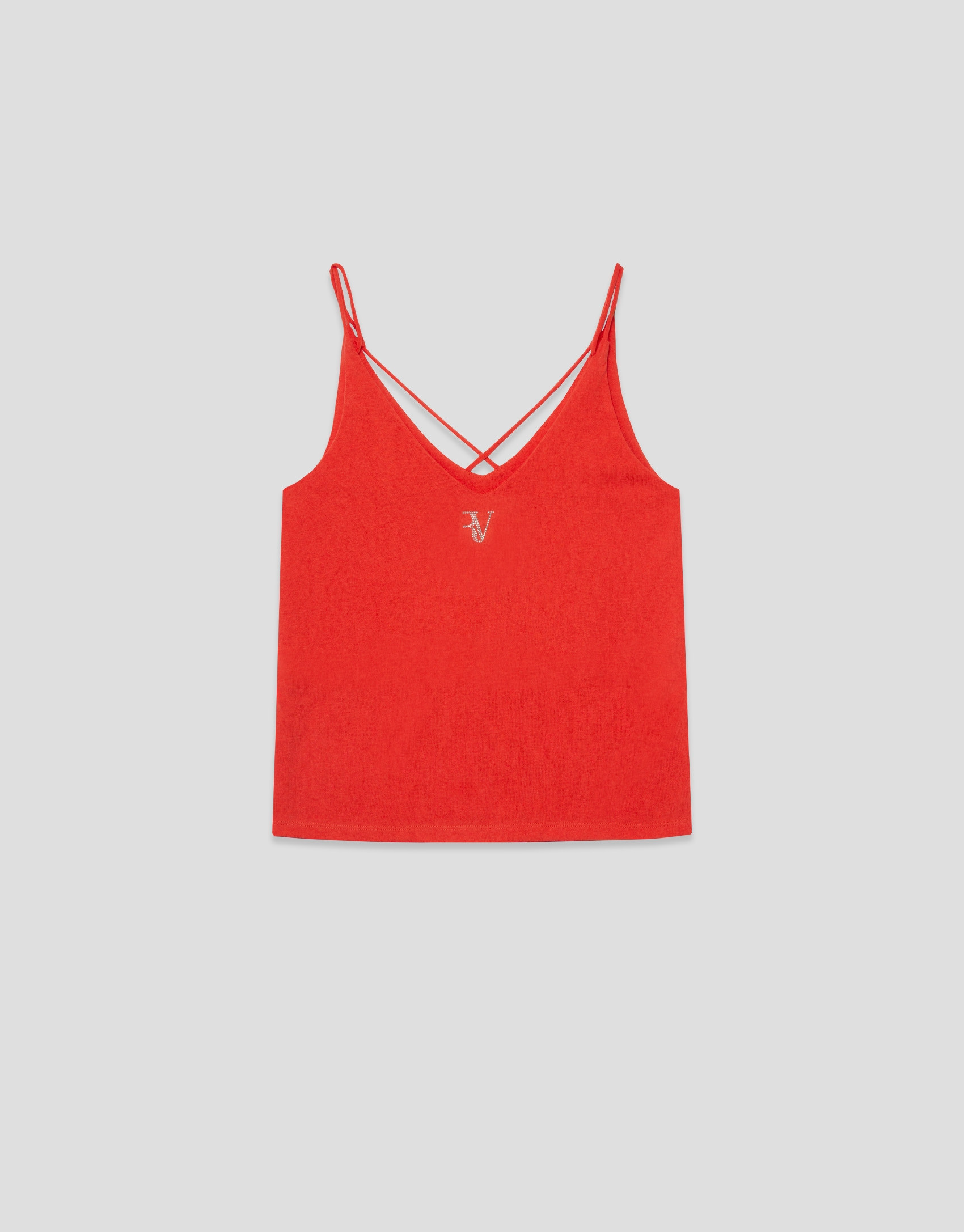 Camiseta tirante doble rojo coral - Mujer | Roberto Verino