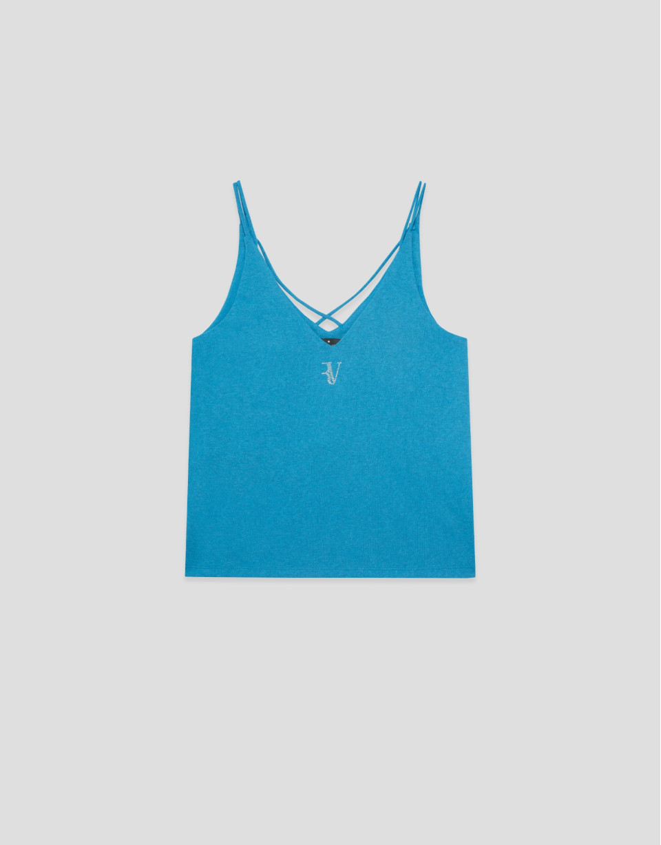 Camiseta tirante doble azul turquesa - Mujer | Roberto Verino