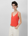 Camiseta tirante doble rojo coral - Mujer | Roberto Verino