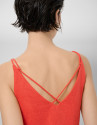 Camiseta tirante doble rojo coral - Mujer | Roberto Verino