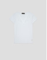 Camiseta manga corta escote bordado blanca | Roberto Verino