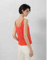 Coral red double strap T-shirt - Woman - SS2026 | Roberto Verino