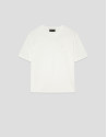White oversized T-shirt with rhinestones on ... | Roberto Verino