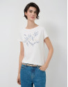 Camiseta manga corta blanca bordado vegetal ... | Roberto Verino