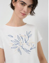 Camiseta manga corta blanca bordado vegetal ... | Roberto Verino
