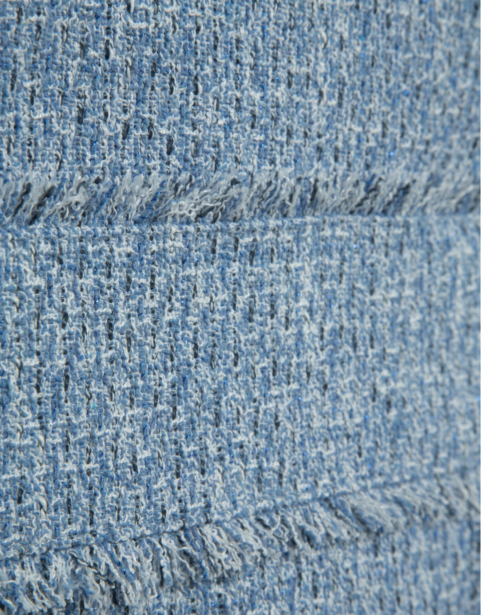 Vestido recto manga corta tweed tonos azules | Roberto Verino