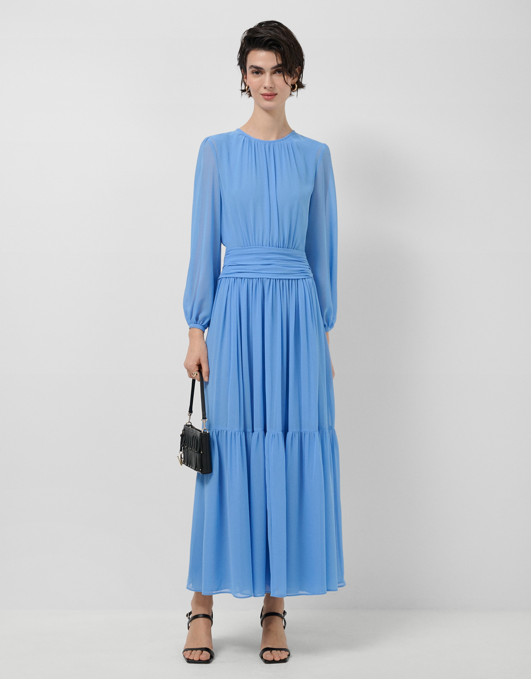 Vestido largo fruncido azul - Mujer - PV2026 | Roberto Verino