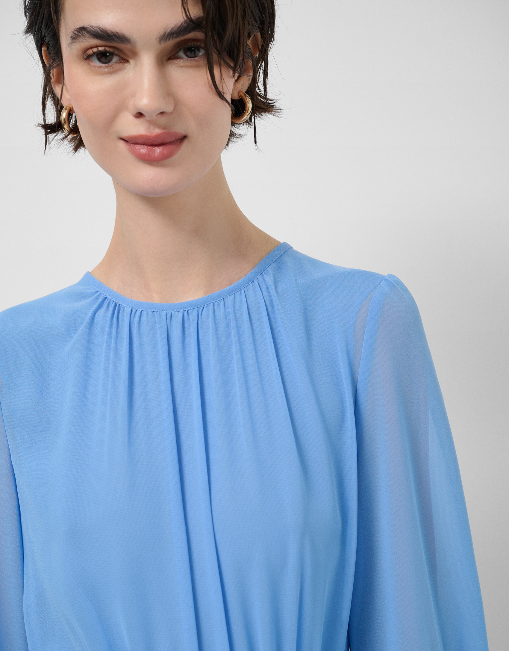 Vestido largo fruncido azul - Mujer - PV2026 | Roberto Verino