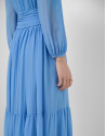 Vestido largo fruncido azul - Mujer - PV2026 | Roberto Verino