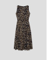 Brown leaf print crepe sleeveless dress - Woman | Roberto Verino