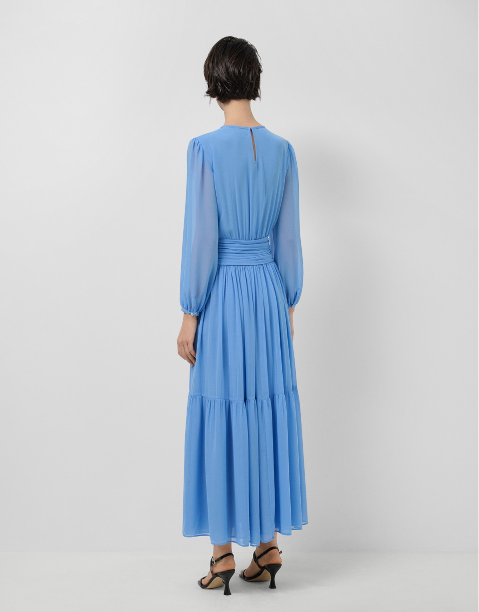 Vestido largo fruncido azul - Mujer - PV2026 | Roberto Verino