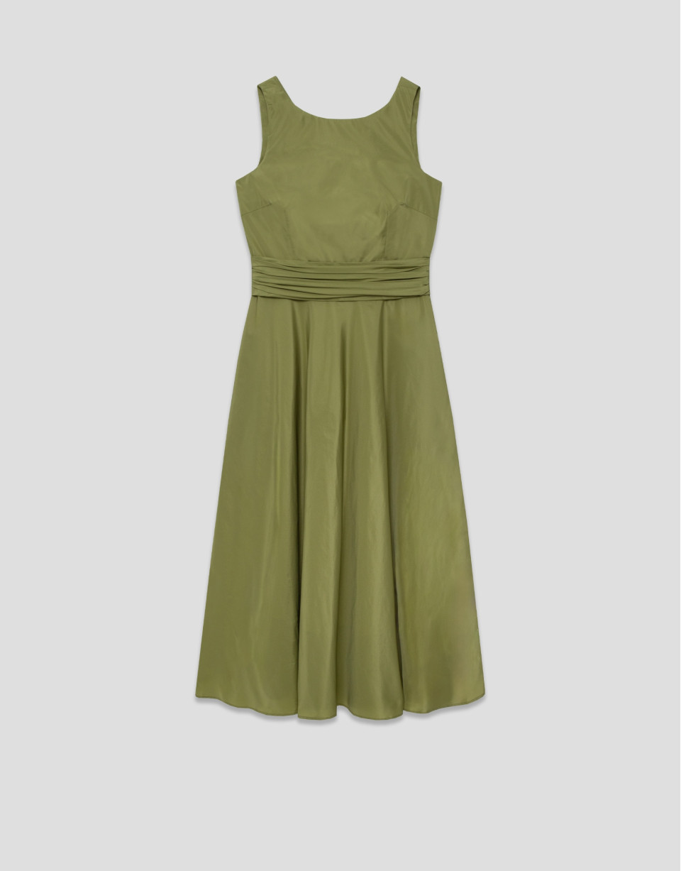 Vestido sin mangas tafeta verde - Mujer | Roberto Verino