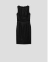 Straight sleeveless dress in black weave fabric | Roberto Verino