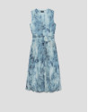 Lightweight blue midi sleeveless dress - Woman | Roberto Verino