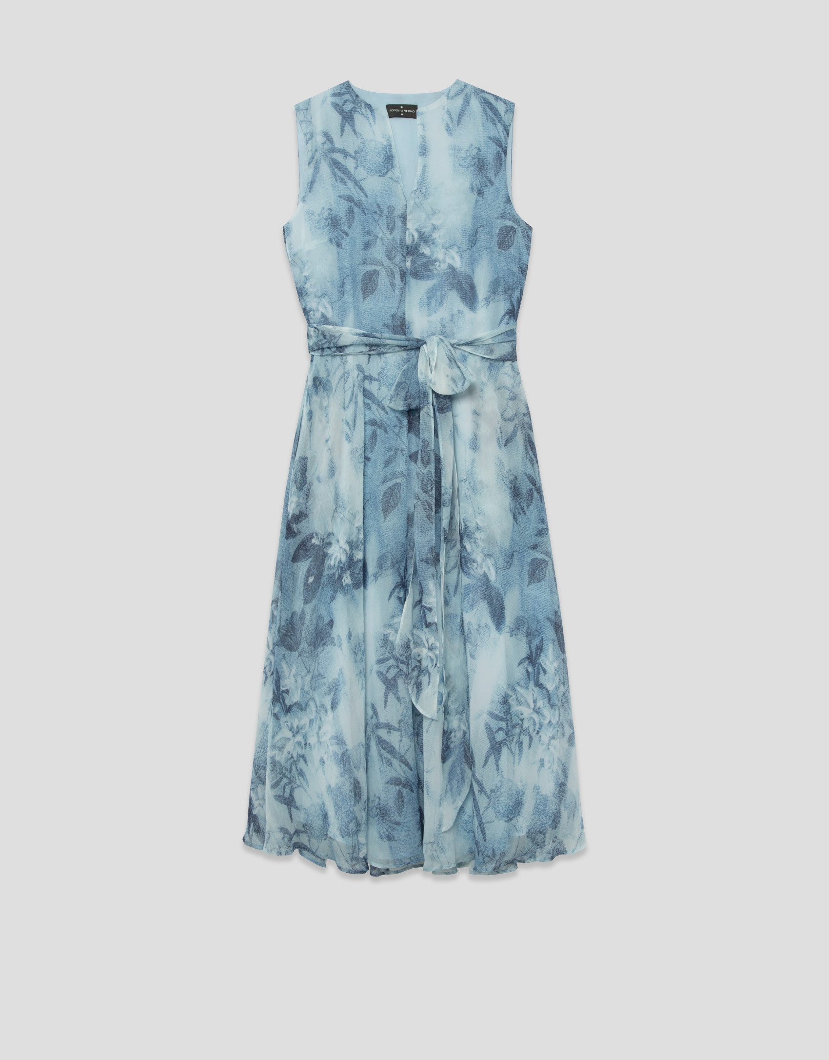 Lightweight blue midi sleeveless dress - Woman | Roberto Verino