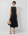 Black ramie dress with matching floral ... | Roberto Verino