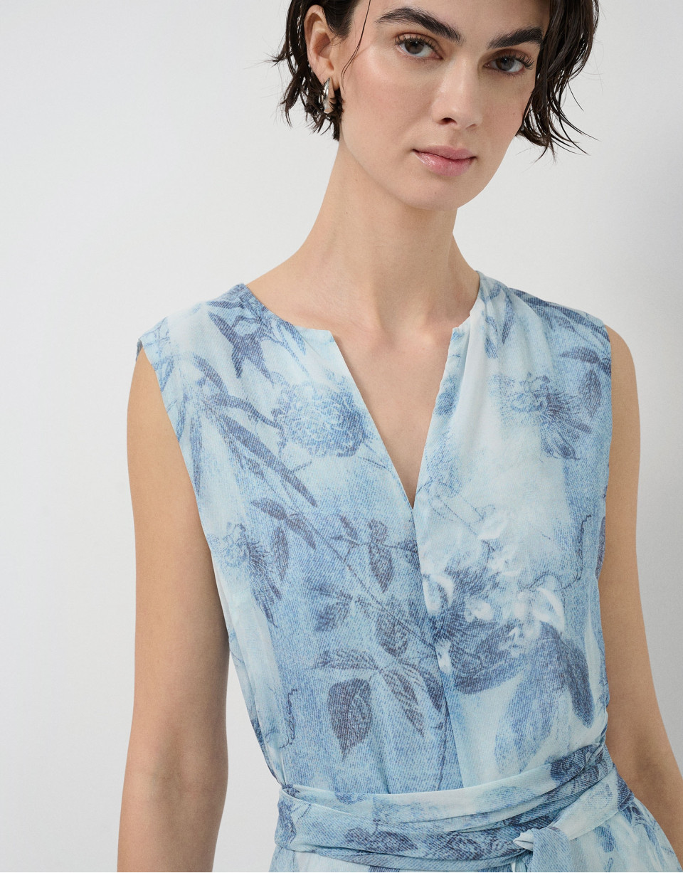 Vestido midi sin mangas tejido ligero tonos ... | Roberto Verino