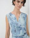 Lightweight blue midi sleeveless dress - Woman | Roberto Verino