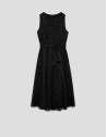 Vestido ramio negro con bordado floral a tono | Roberto Verino