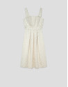 Beige floral jacquard dress with silver ... | Roberto Verino