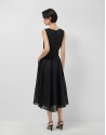 Black ramie dress with matching floral ... | Roberto Verino