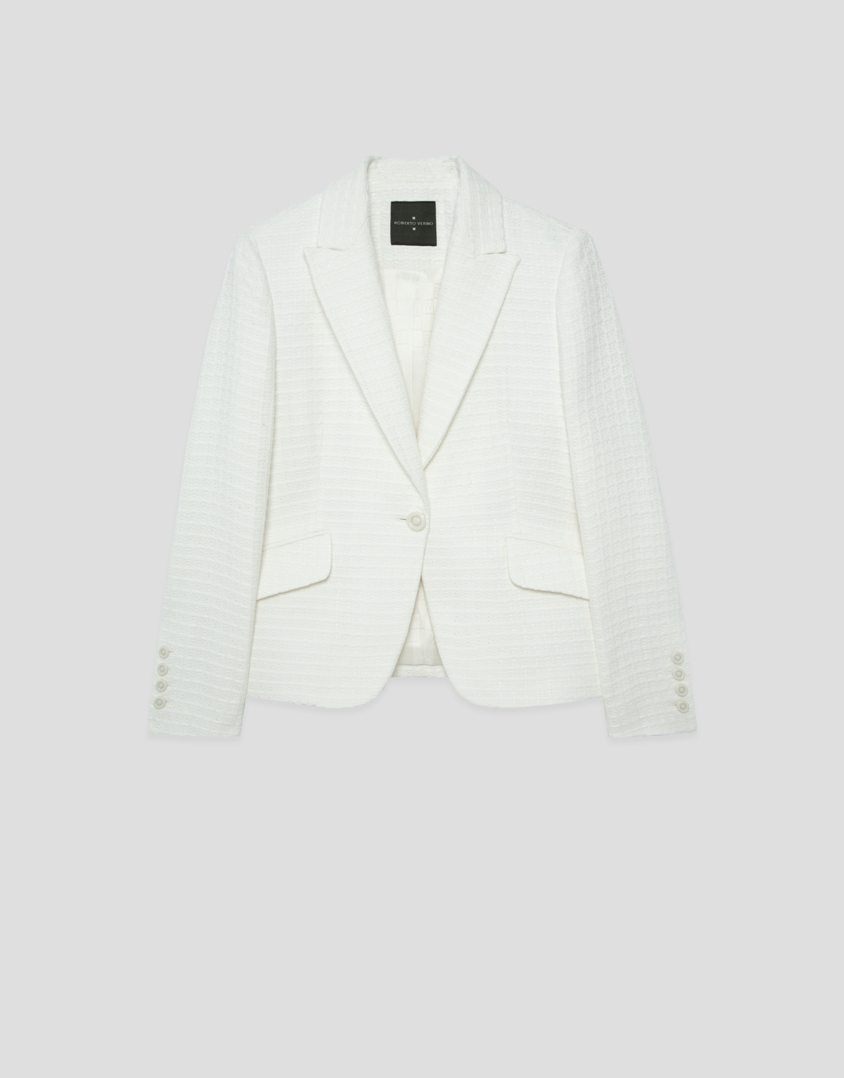 Chaqueta corta trama con brillo blanca - Mujer | Roberto Verino