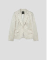 Chaqueta corta beige jacquard floral plata ... | Roberto Verino