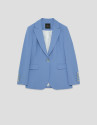 Light blue crepe single-button blazer - Woman | Roberto Verino
