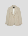 Blazer de un botón beige con raya ... | Roberto Verino