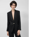 Blazer un botón mezcla lino negro - Mujer | Roberto Verino