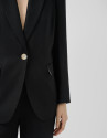 Blazer un botón mezcla lino negro - Mujer | Roberto Verino