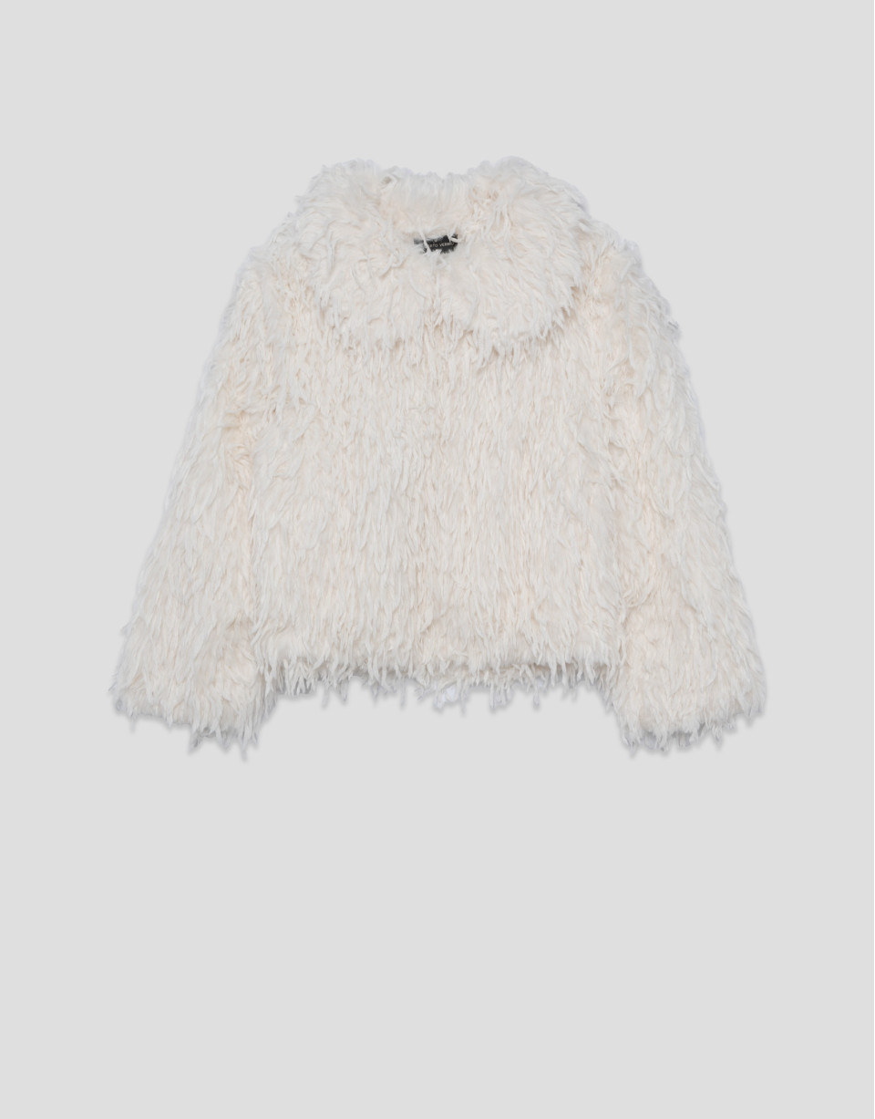 Jacket with detachable collar in white ... | Roberto Verino