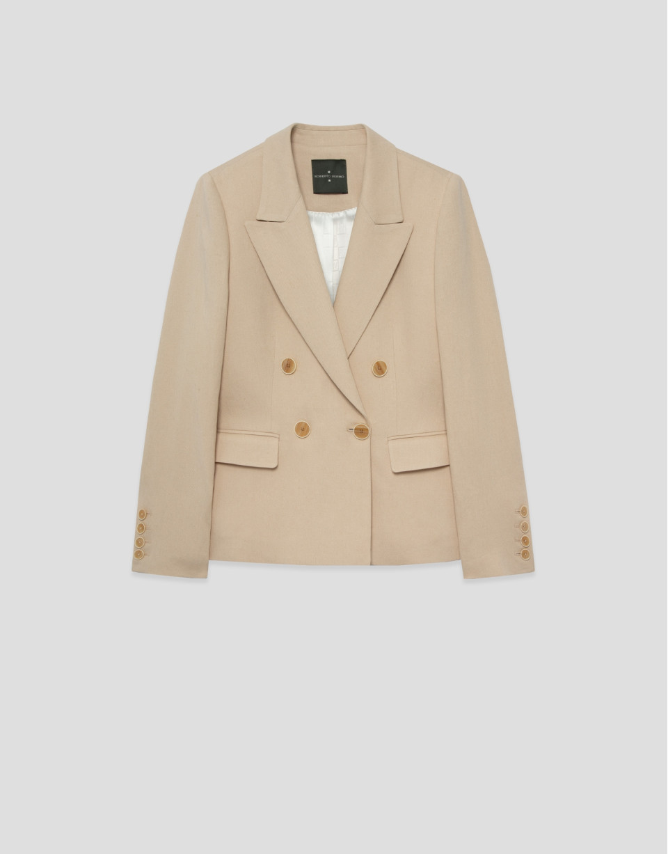 Blazer un botón mezcla lino beige - Mujer | Roberto Verino
