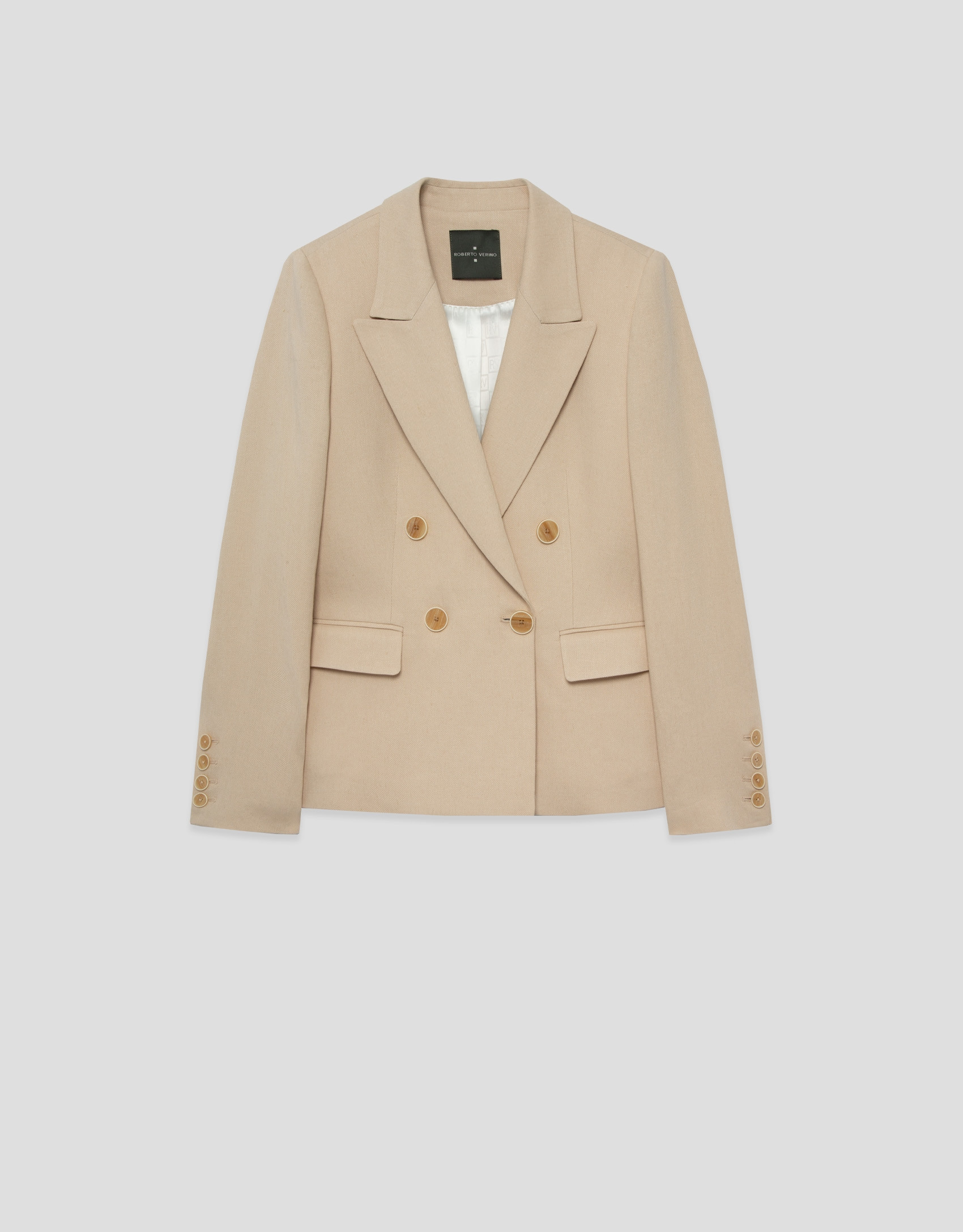 Blazer un botón mezcla lino beige - Mujer | Roberto Verino