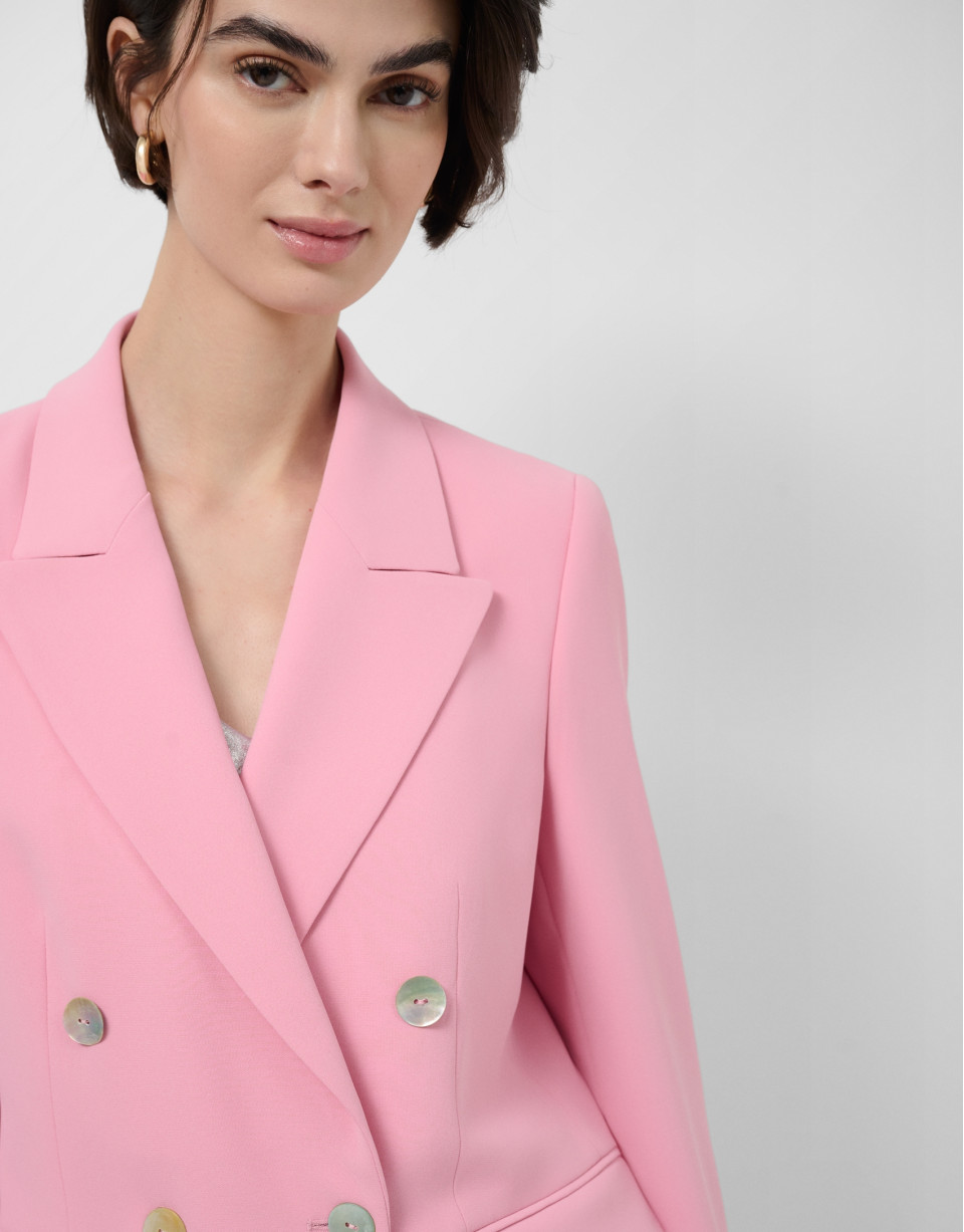 Pink crepe double-breasted blazer - Woman | Roberto Verino