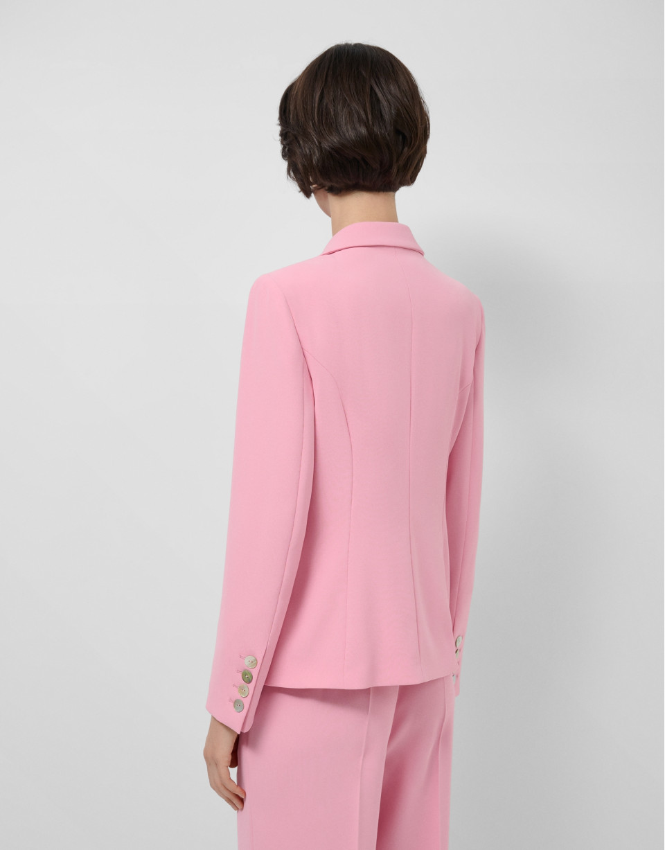 Pink crepe double-breasted blazer - Woman | Roberto Verino