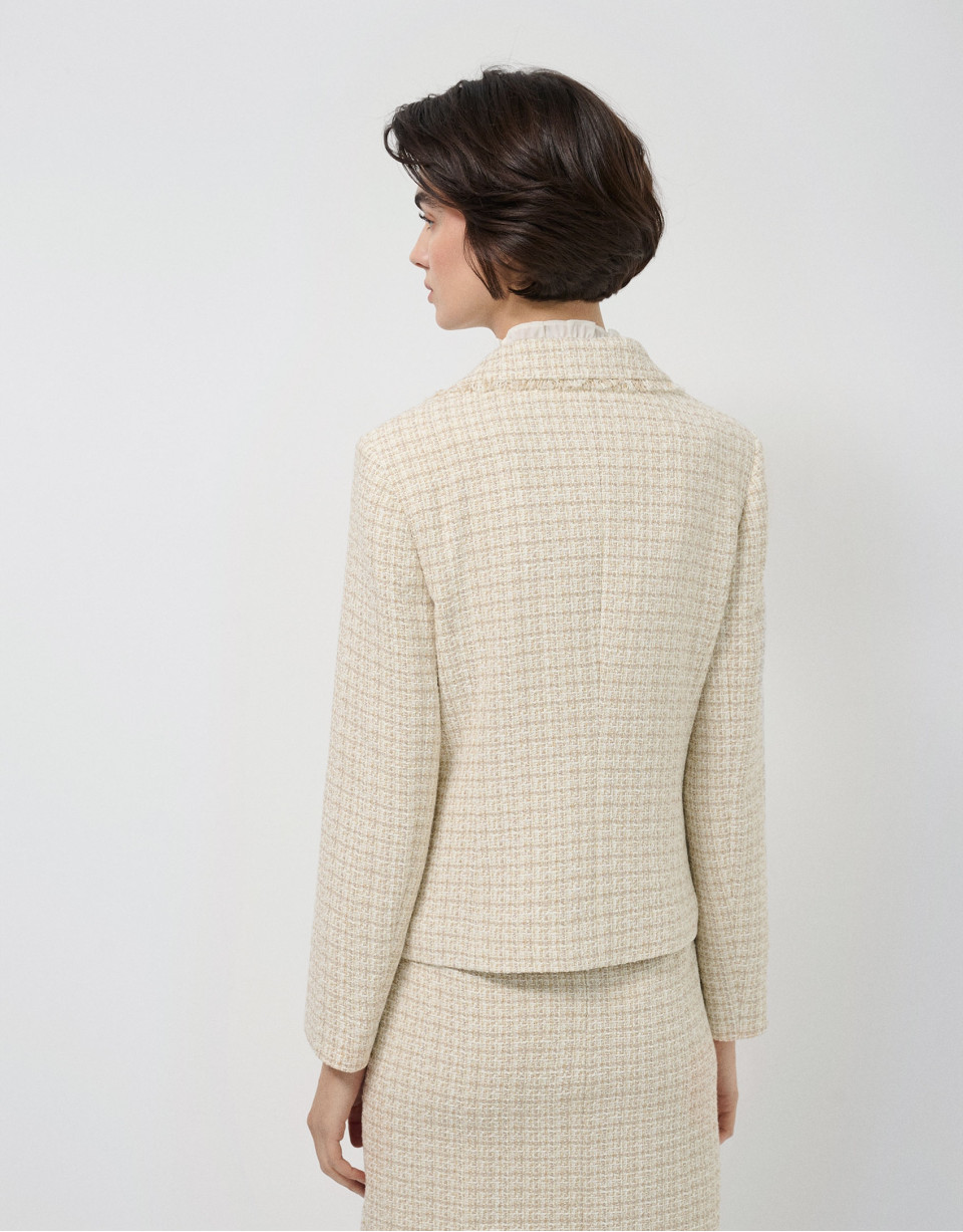 Chaqueta corta trama beige con hilo fantasía | Roberto Verino