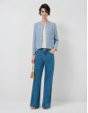 Chaqueta corta tweed tonos azules - Mujer | Roberto Verino