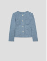Chaqueta corta tweed tonos azules - Mujer | Roberto Verino