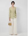 Chaqueta jacquard lino/algodón verde musgo | Roberto Verino