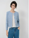 Chaqueta corta tweed tonos azules - Mujer | Roberto Verino