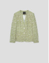 Chaqueta jacquard lino/algodón verde musgo | Roberto Verino