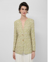 Chaqueta jacquard lino/algodón verde musgo | Roberto Verino